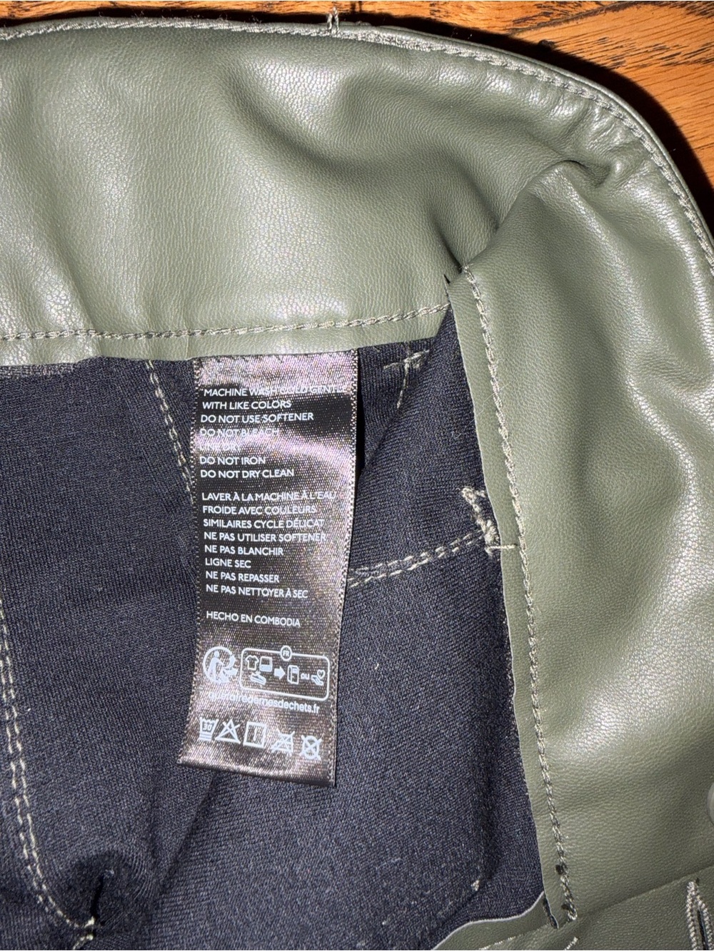 Wide Leg Faux Leather Pant Dark Green. Maeve the Collette from Anthropologie - Picture 4 of 6